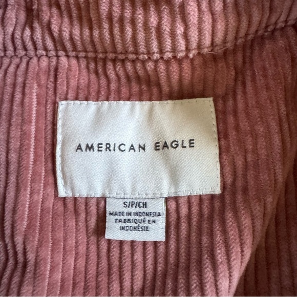 American eagle cropped corduroy button down shirt pink maeve collar pocket small - Picture 2 of 9